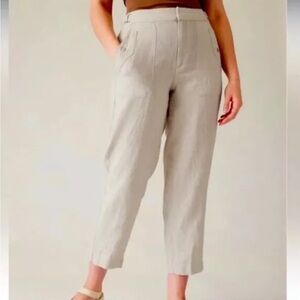 Athleta Womens Tan Casual Light Straight Leg Voyager Linen Pant Size 8 Tall